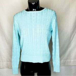 J. McLaughlin Robin’s Egg Blue Cable Knit Sweater Small